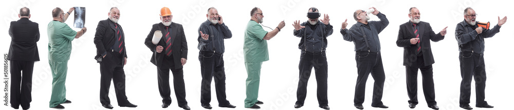 collage of a man in full growth displaying many professions and position collage of a man in full growth displaying many professions and position