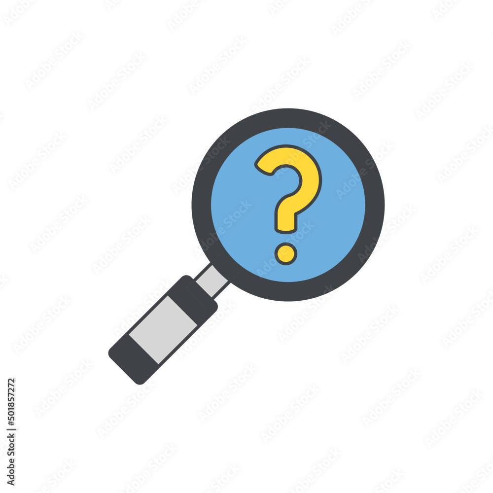 Find problem, search problem icon in color, isolated on white background Find problem, search problem icon in color, isolated on white background