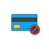 Credit or debet card disable icon in color, isolated on white background 