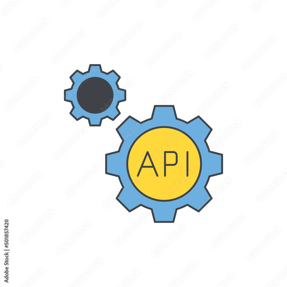Api application icon in color, isolated on white background Api application icon in color, isolated on white background