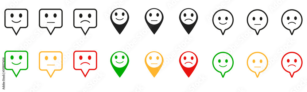 Obraz premium Emoji icons. Colored smileys on a white background. Set smiley emotions. Vector illustration eps10