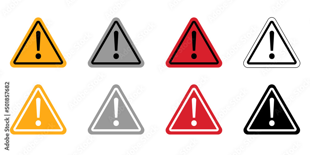 Set of icons. Warning sign, danger sign, attention sign. Illustration vector eps10 Set of icons. Warning sign, danger sign, attention sign. Illustration vector eps10