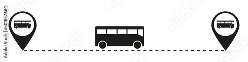 Bus route icon vector. Bus route. Vehicle route icons isolated on white. Vector illustration