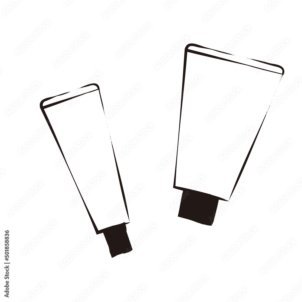 シンプルなチューブ容器のモノクロ線画イラスト Stock Vector Adobe Stock