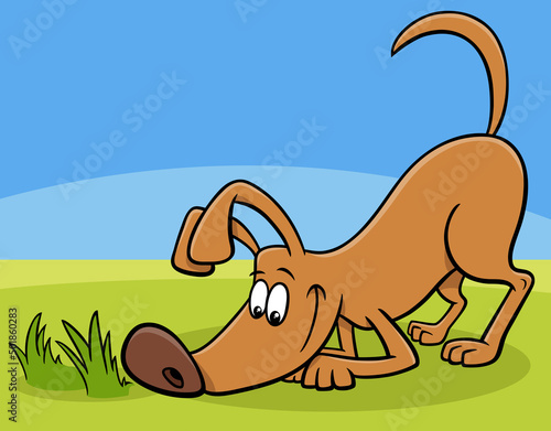 cartoon funny sniffing dog comic animal character