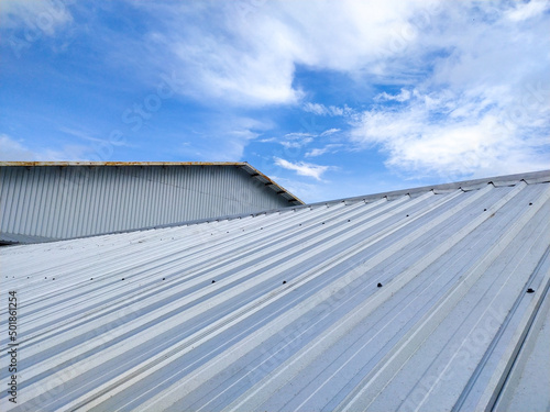 Metal roof in industrial building and construction.