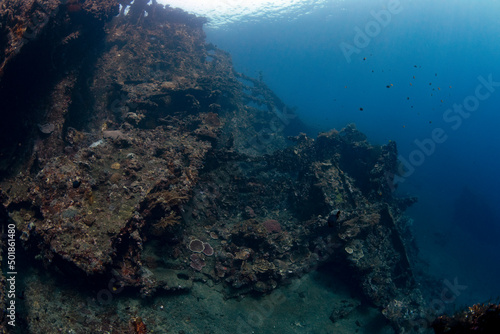 The famous Liberty ship wreck - underwater world of Tulamben, Bali, Indonesia.