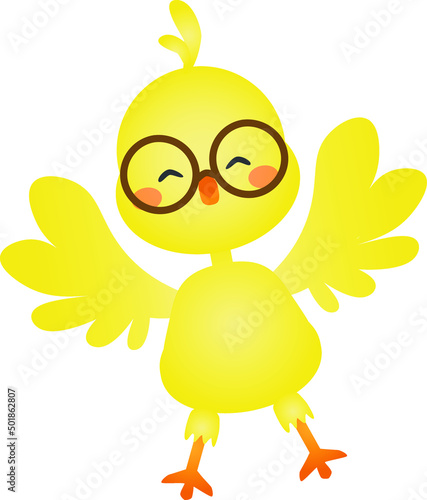 Vector illustration of little chick in cartoon style