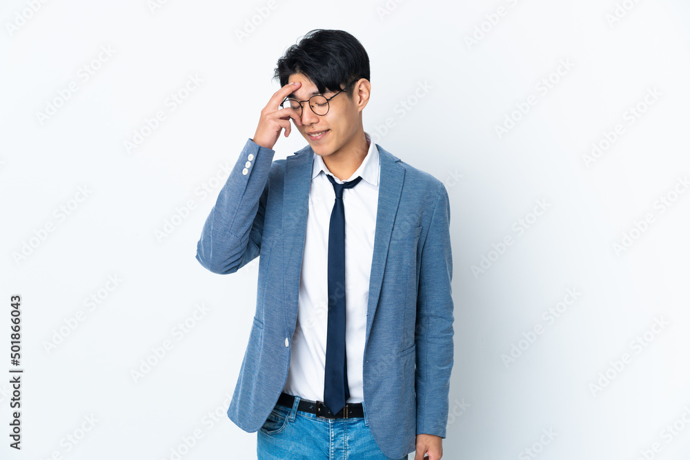 Young Chinese business man isolated on white background laughing Young Chinese business man isolated on white background laughing