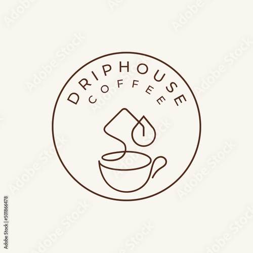 coffee cafe house line drawing logo simple inspiration custom logo design vector