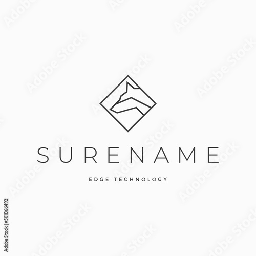 Abstract head Wolf and fox technology abstract logo design inspiration custom logo design