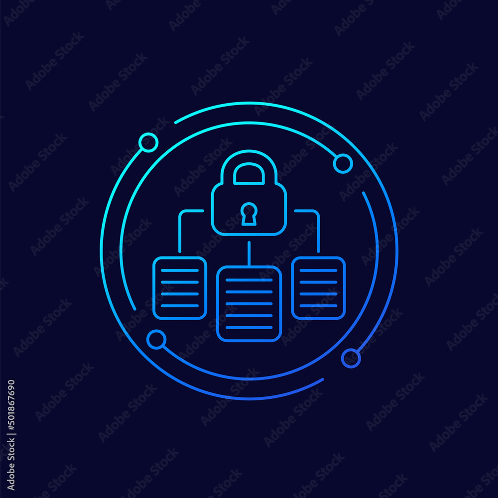 document protection icon, linear vector document protection icon, linear vector