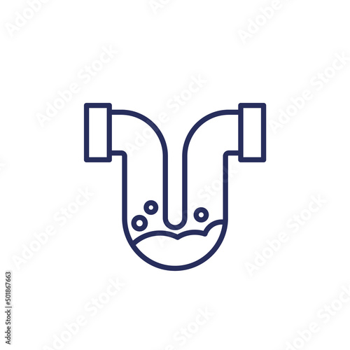 Clog in pipe line icon on white