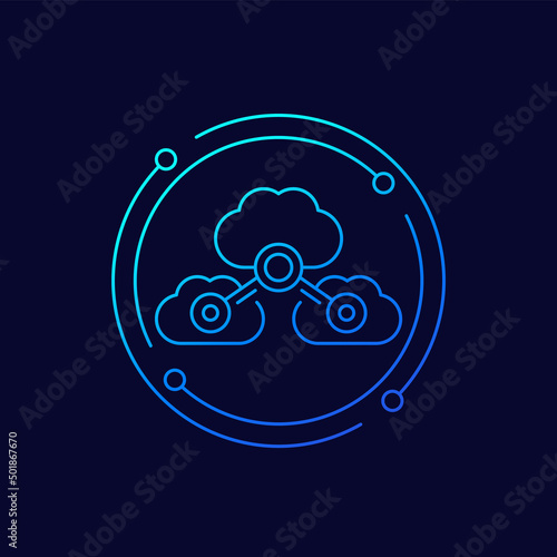 Cloud services or saas icon, linear design