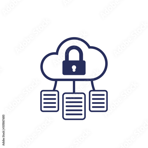 document protection in cloud icon on white