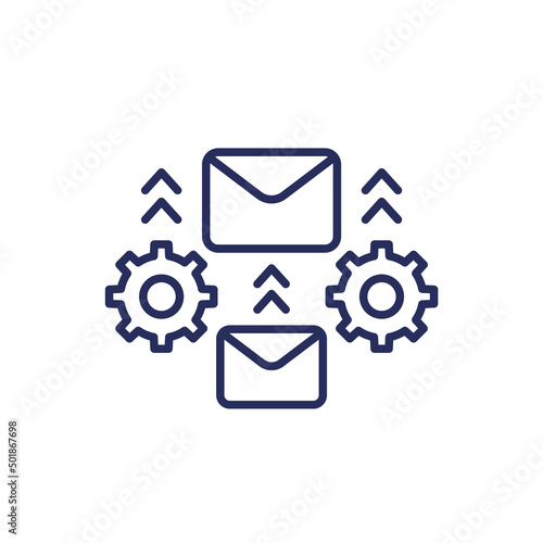 email automation icon, line vector