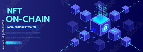 nft onchains 3D Vector illustration