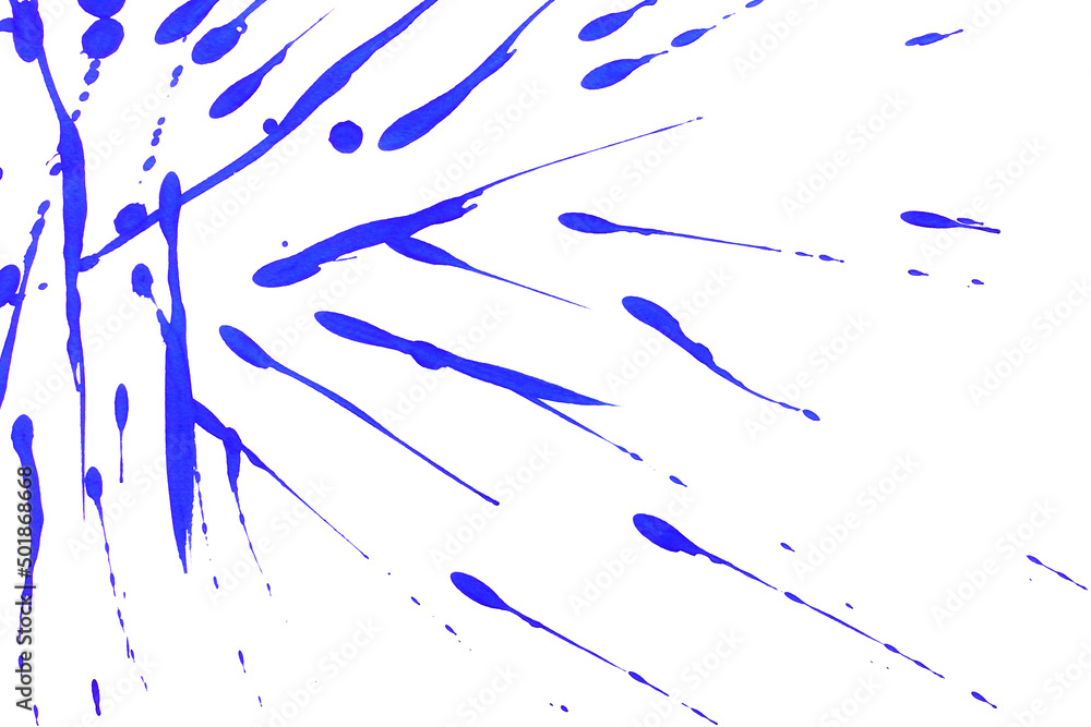 Fototapeta premium Blue watercolor or ink textures splashes and streaks on white background,Abstract watercolor,Abstract ink 