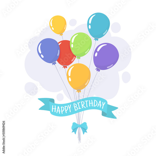 Colorful Birthday Balloons Bouquet, Boys Birthday Balloon Bundle with Ribbon and Happy Birthday Greeting