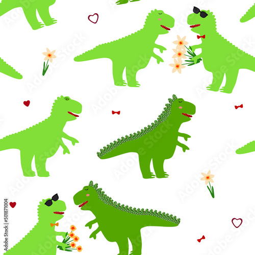 Seamless pattern with dinosaur.