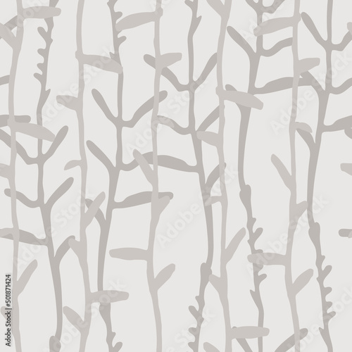 Seamless pattern with pinstripes of hand drawn herbs for surface design, textile, fashion industry and other design projects. Black on white