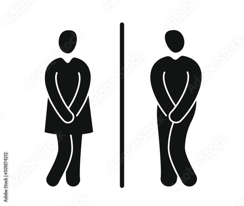 Funny WC restroom signs. Man and woman symbols vector isolated on white