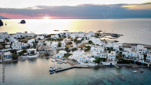 aerial view of Apollonia at Sunset - Apollonia, Milos, Cyclades, Greece photo
