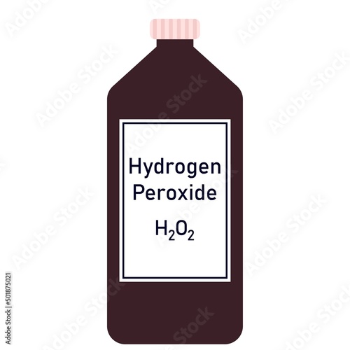 Hydrogen peroxide solution in a black big plastic bottle cartoon vector illustration isolated on a white background.