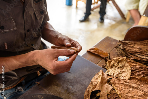 Photography Demonstration of production of handmade cigars
