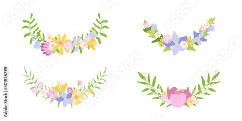 Flower vector collection. Floral wreath set. Vector illustration