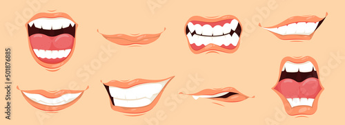 Man Mouth Cartoon Set
