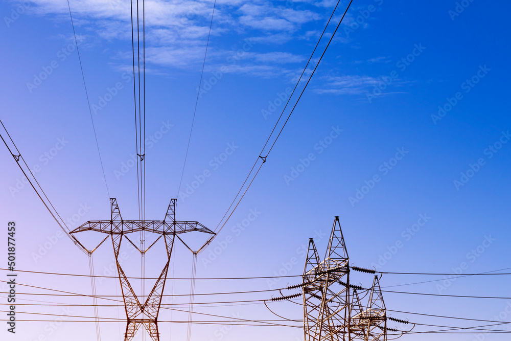 high voltage line, electric pole