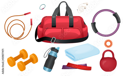 Gym Bag Fitness Icon Set
