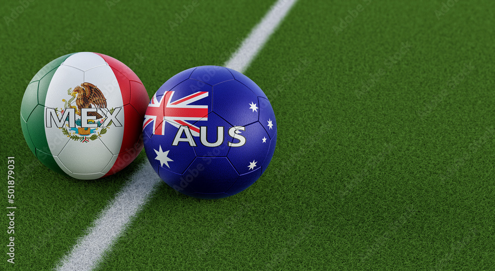 Australia vs. Mexico Soccer Match Leather balls in Australia and