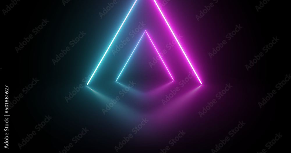 background in the form of blue and pink neon rods connected in a triangular frame and lined up in a tunnel
background in the form of blue and pink neon rods connected in a triangular frame and lined up in a tunnel