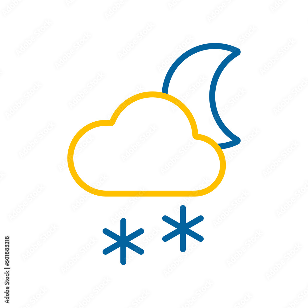 Cloud with snow moon vector icon. Weather sign Cloud with snow moon vector icon. Weather sign