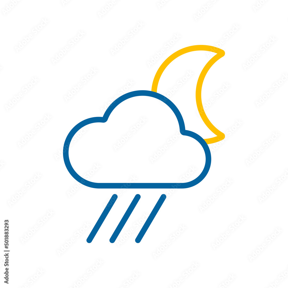 Raincloud with moon vector icon. Weather sign Raincloud with moon vector icon. Weather sign