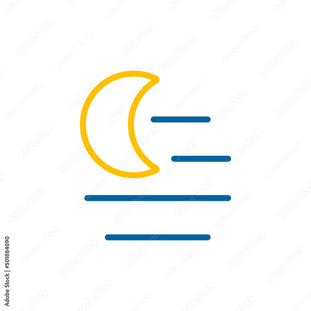 Fog night vector isolated flat icon. Weather sign Fog night vector isolated flat icon. Weather sign