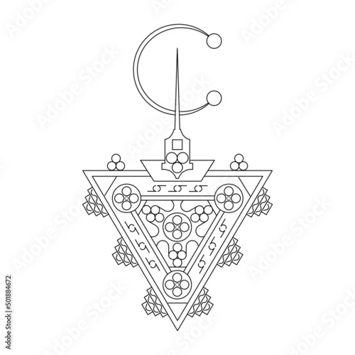Vector Illustration Of Tazerzit. The Berber Jewelery Symbol. Amazigh Culture Fibula.
