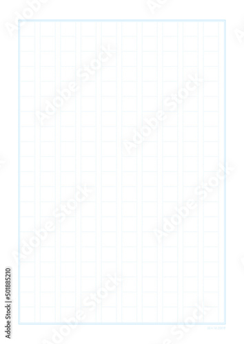 200字詰めの水色で縦書きの原稿用紙･便せんのテンプレート - 20字×10段 - A4比率（文字数表記付き）