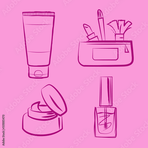 cosmetics cream makeup bag nail polish