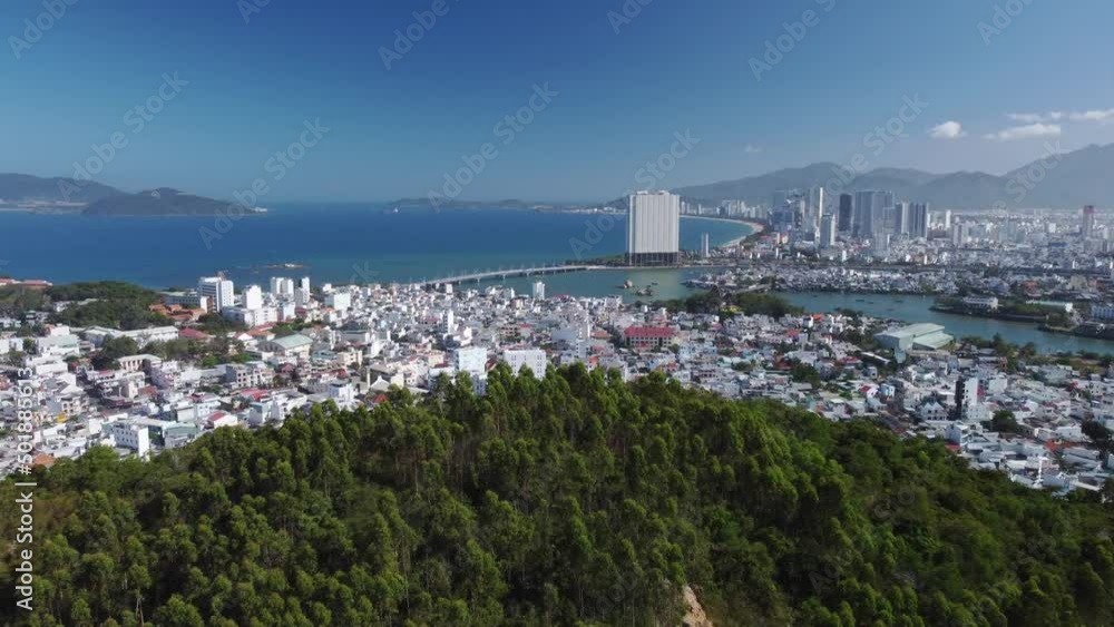 Aerial view of Nha Trang and wooded mountains, Vietnam Aerial view of Nha Trang and wooded mountains, Vietnam