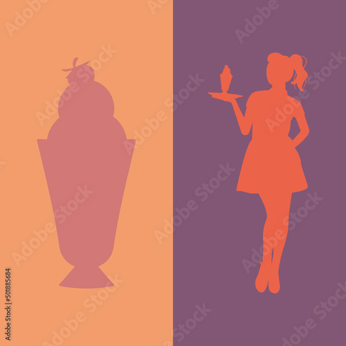 silhouette waitress and coctail