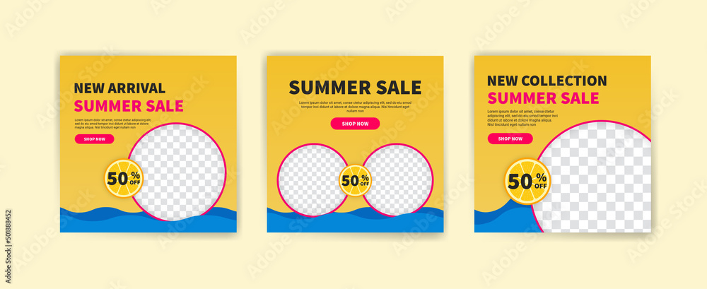 Summer sale social media post template. Vector for banners, posters and social media ads. Summer sale social media post template. Vector for banners, posters and social media ads.