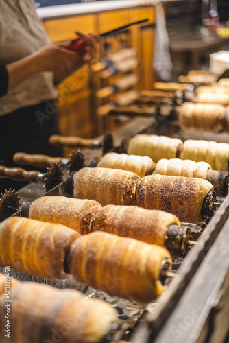 making Trdelník in Old Town, Prague, Czech Republik