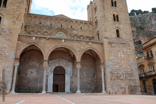 cathedral in cefal   in sicily in italy 