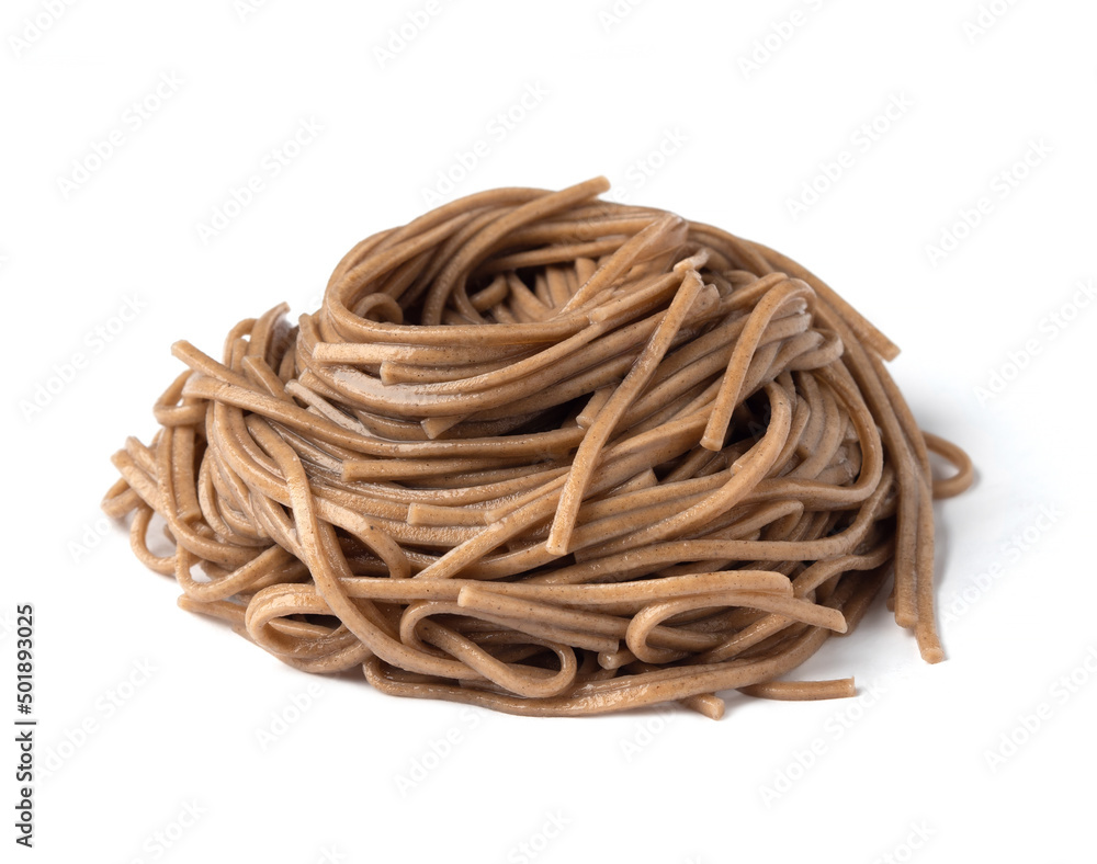 Soba noodles on a white background. Soba noodles on a white background.