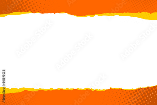 torn paper orange yellow with halftone pattern background template