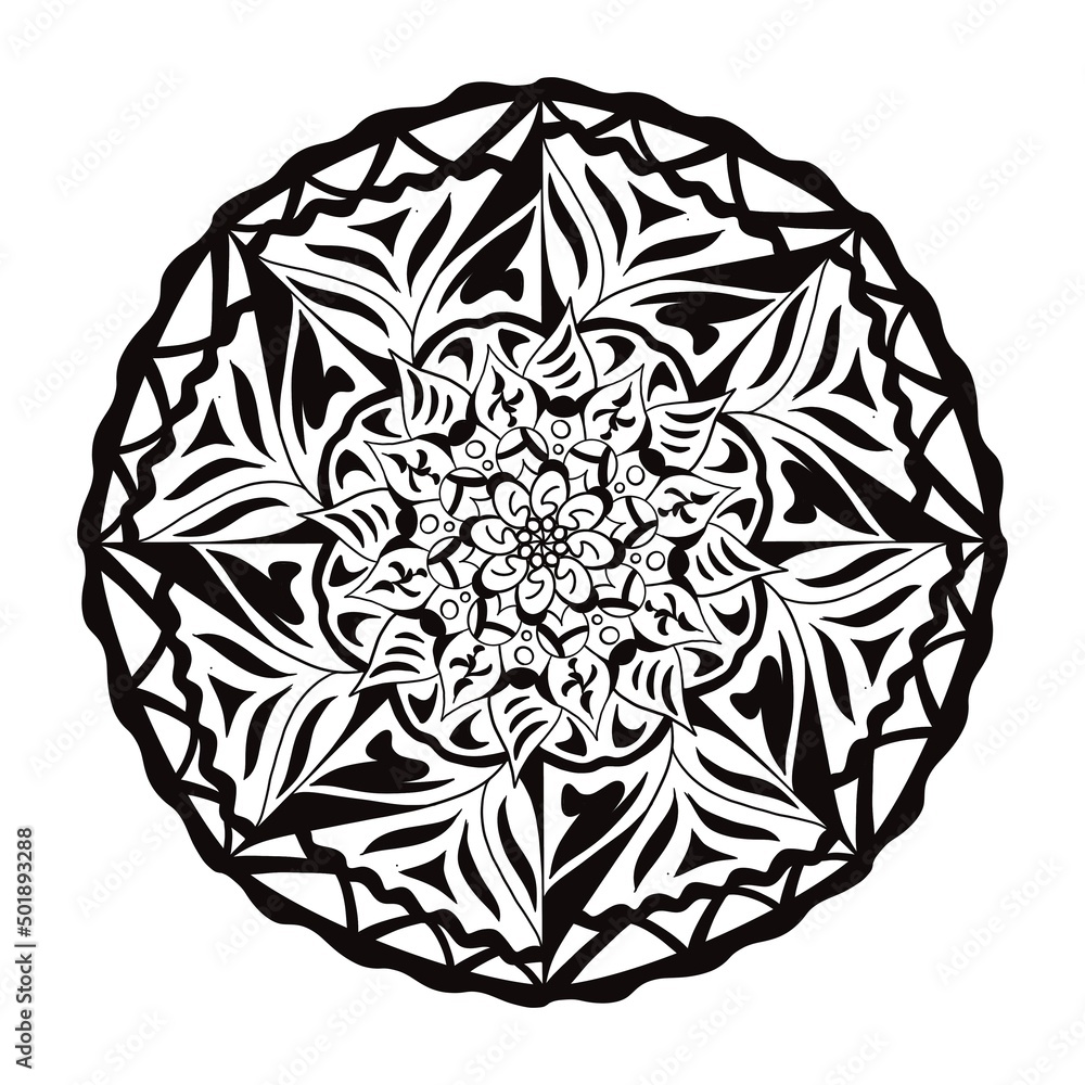 Circle shape of Mandala pattern, black and white for painting or decoration. Circle shape of Mandala pattern, black and white for painting or decoration.