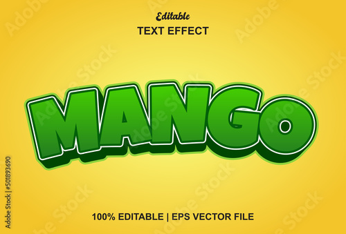 mango text effect with green and yellow color.